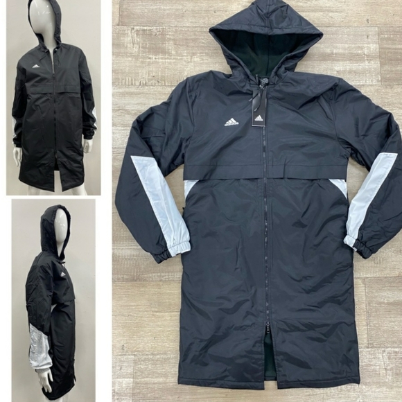 Adidas Unisex Swim Parka Black White Fleece Lined XL NWT - Picture 11 of 11